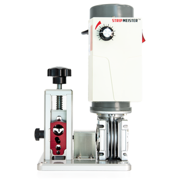 What types and sizes of wire can the StripMeister E250 strip?