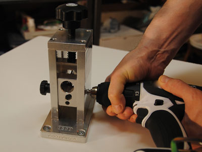 Attach the cordless or corded drill gun to the 5/16” Dia. Feeder Shaft and tighten